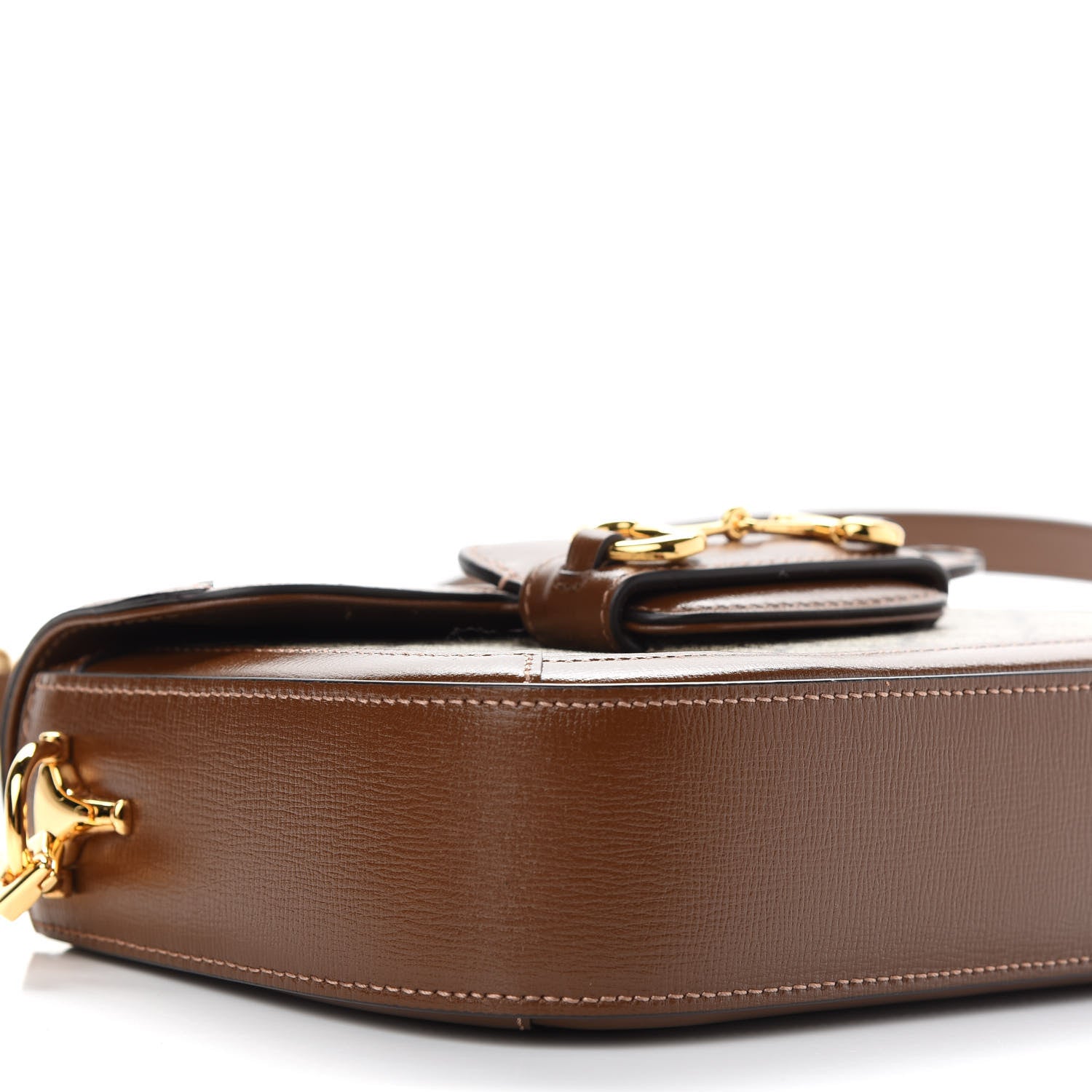 Gucci GG Supreme Monogram Web Mini Horsebit 1955 Shoulder Bag Beige Brown Sugar 8 of 9