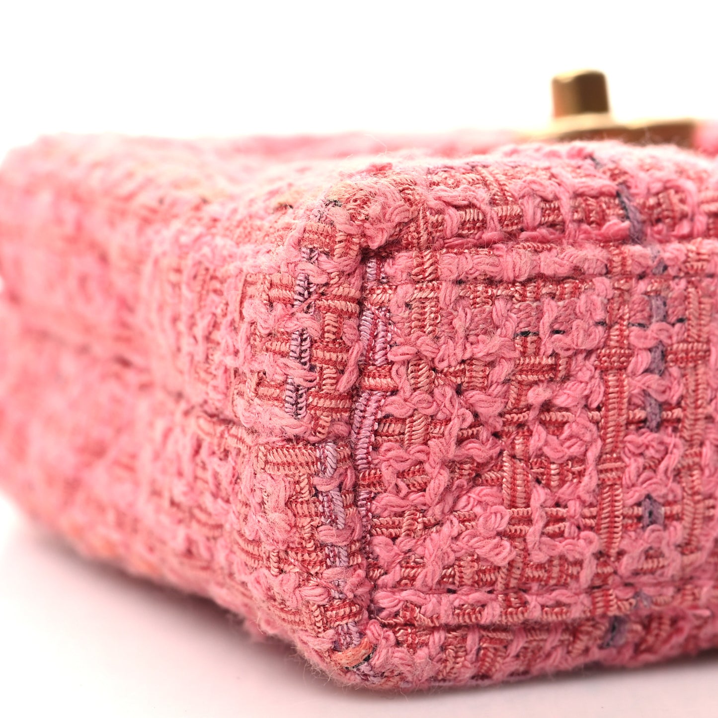 Tweed Quilted Mini Nano Kelly Shopper Pink