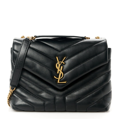 Saint Laurent Calfskin Y Quilted Monogram Small Loulou Chain Satchel Black 1 of 11