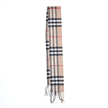 Burberry Cashmere Giant Check Skinny Fringe Scarf Camel 3 of 6