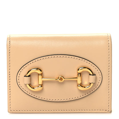 Gucci Boarded Plutone Calfskin Horsebit 1955 Card Case Wallet Bubble Tea 1 of 10