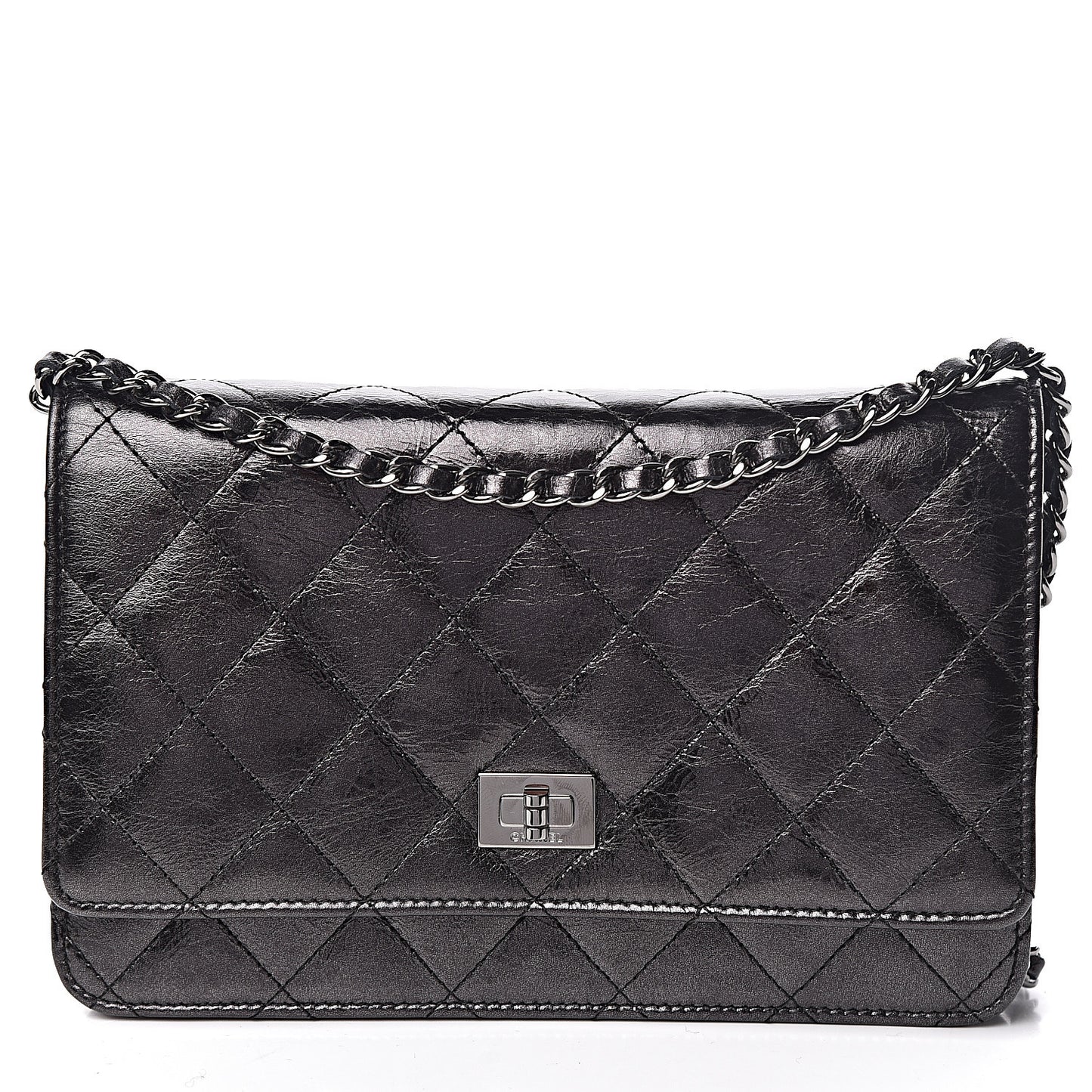 Metallic Calfskin Reissue Wallet On Chain WOC Black