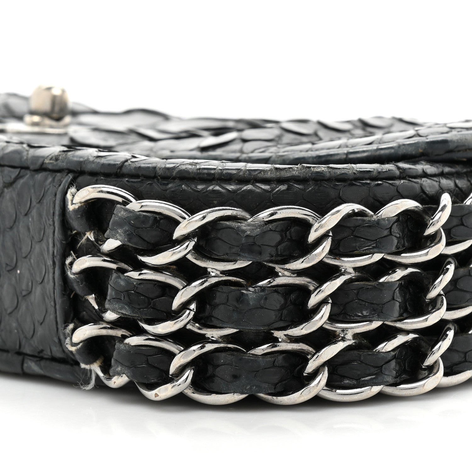 Chanel Snakeskin 3 Chain Flap Black 8 of 19