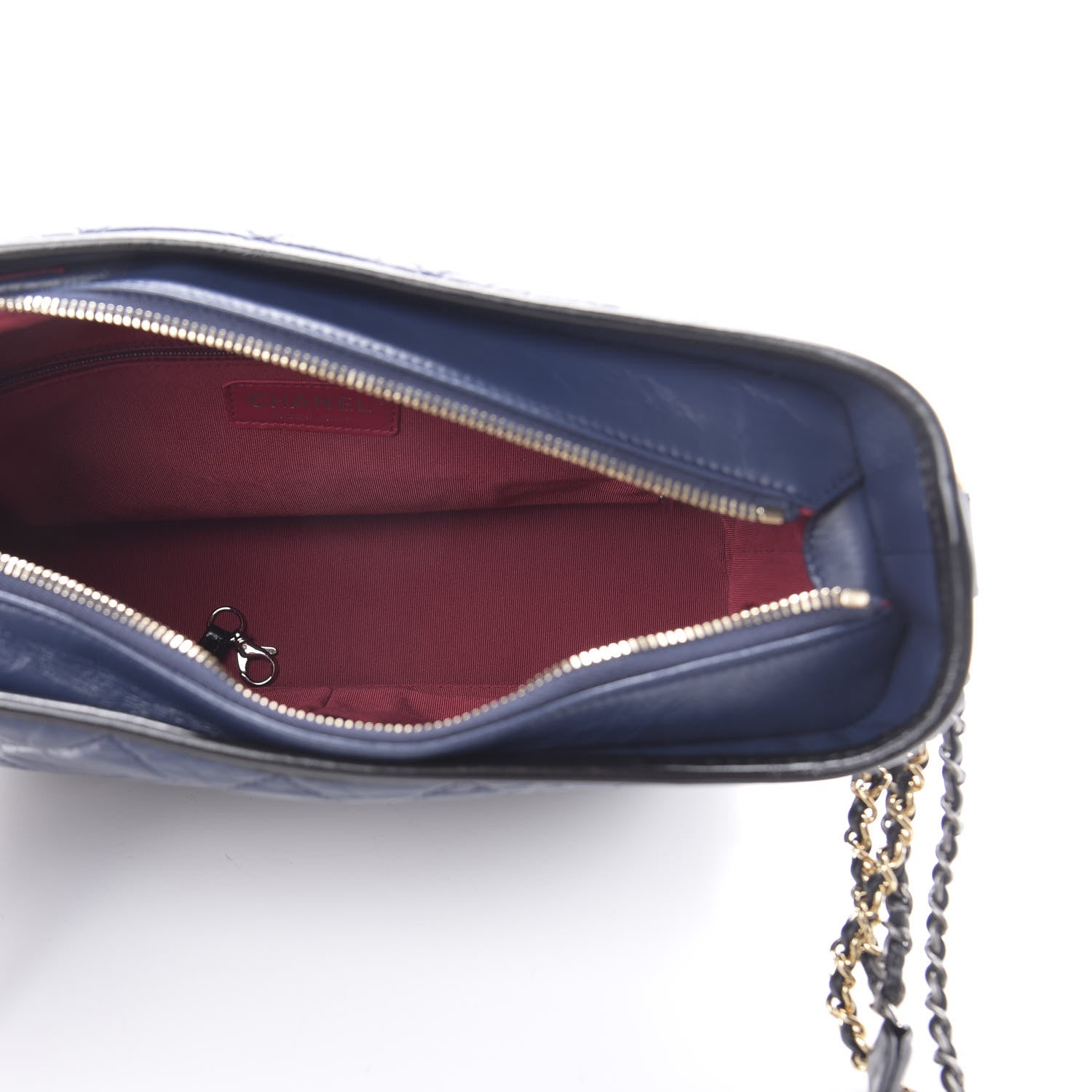 Chanel Aged Calfskin Quilted Medium Gabrielle Hobo Navy Black 4 of 10