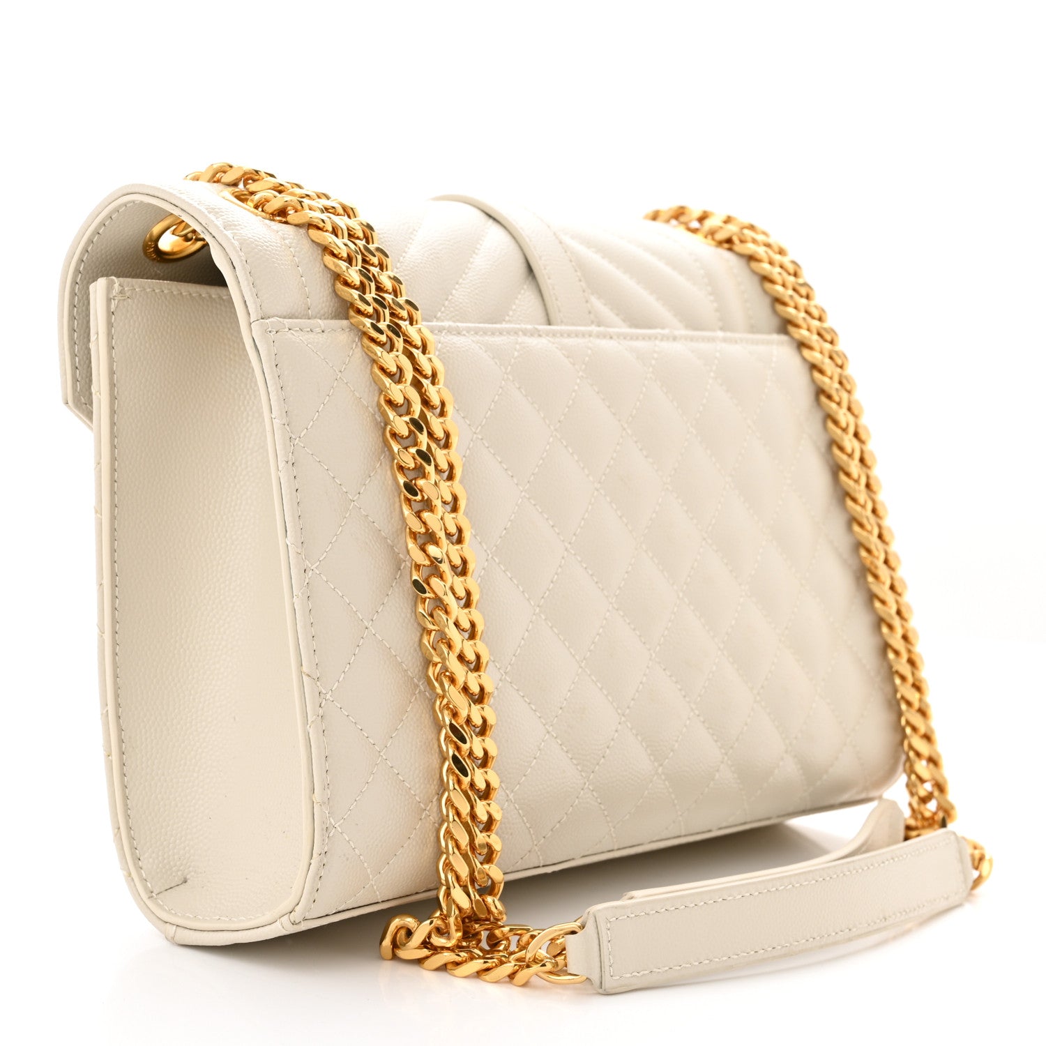 Saint Laurent Grain De Poudre Textured Mixed Matelasse Medium Triquilt Monogram Satchel Crema Soft 2 of 11