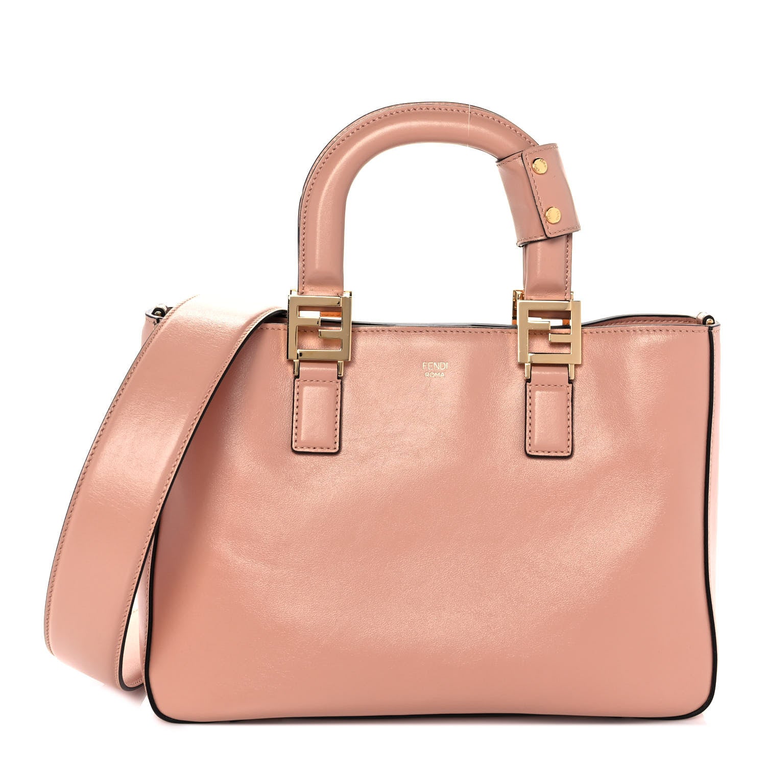 Fendi Vitello Glacier Small FF Tote Rosa Bourbon 1 of 9