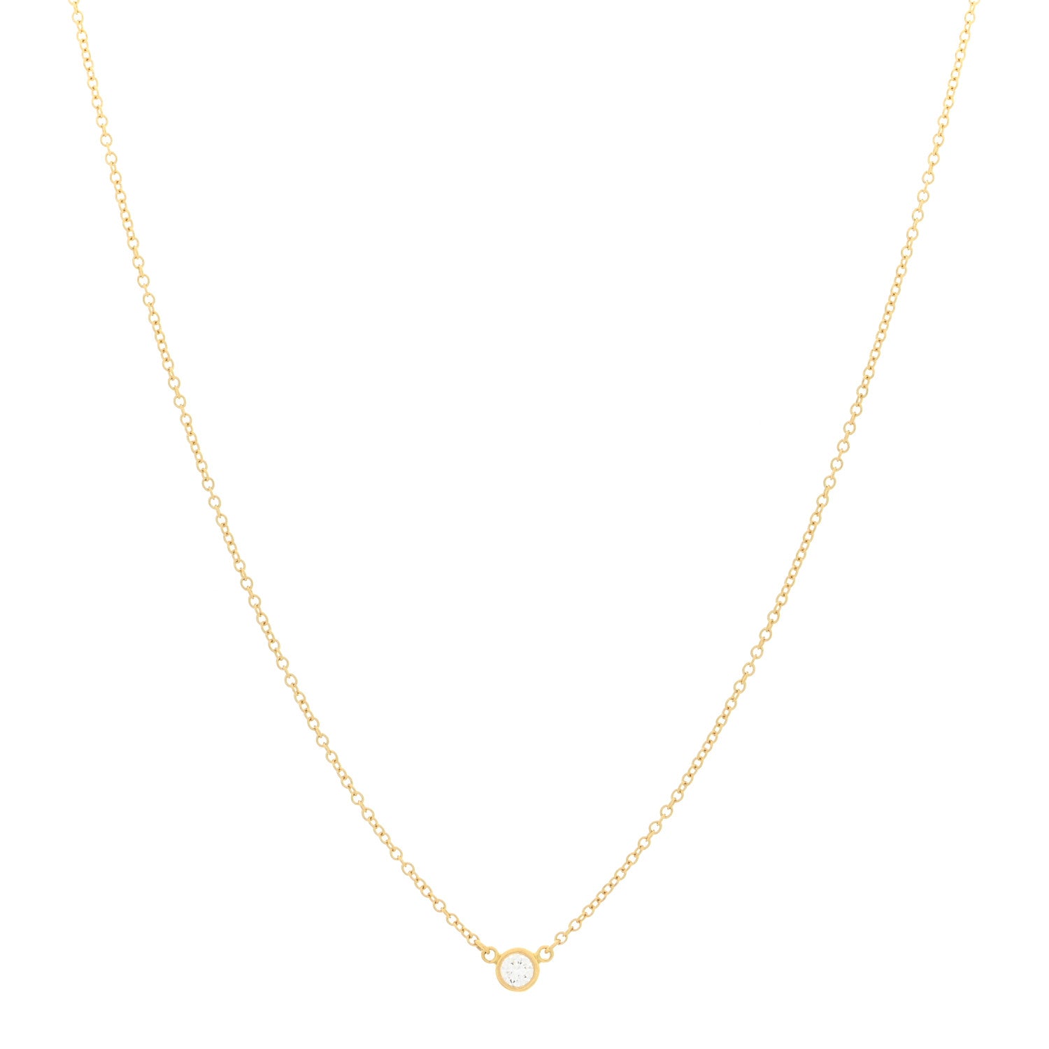 Tiffany 18K Yellow Gold Diamond .08ct Elsa Peretti Diamonds by the Yard Pendant Necklace 1 of 5