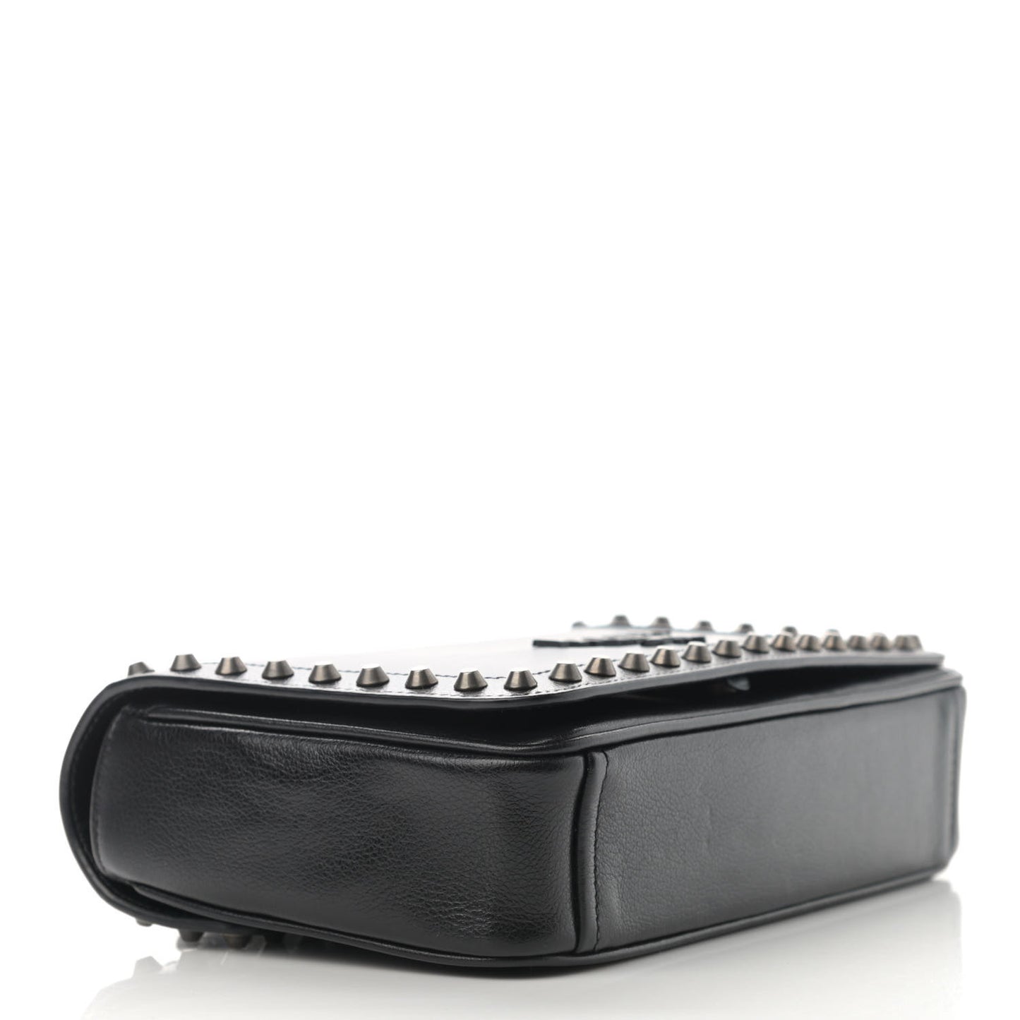 Glace Calfskin Studded Crossbody Black