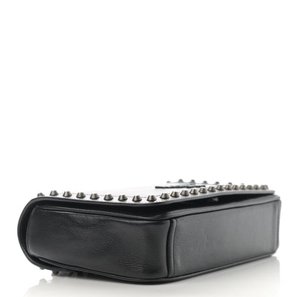 Prada Glace Calfskin Studded Crossbody Black 4 of 9