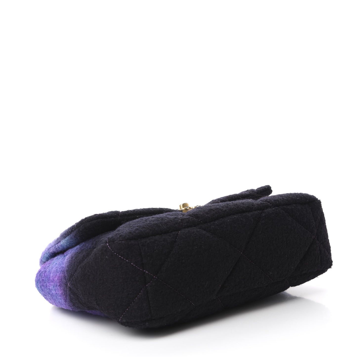 Wool Tweed Quilted Large 19 Flap Purple Black Blue