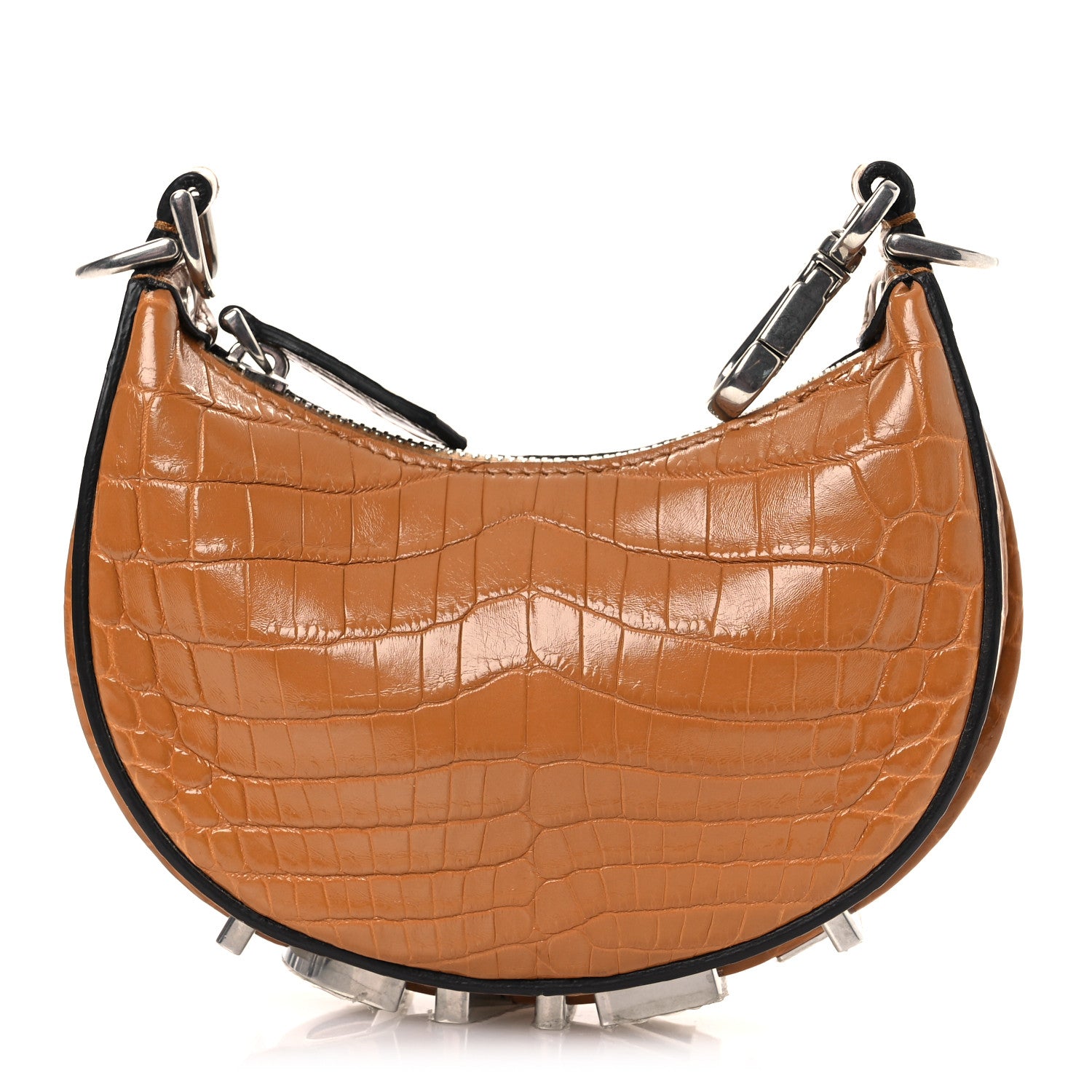 Fendi Crocodile Nano Fendigraphy Hobo Charm Caramello 1 of 11