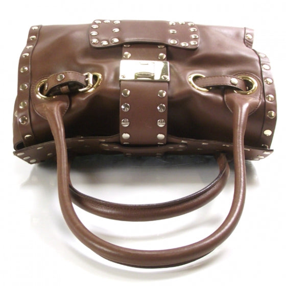 Leather Studded Ross Tote Brown