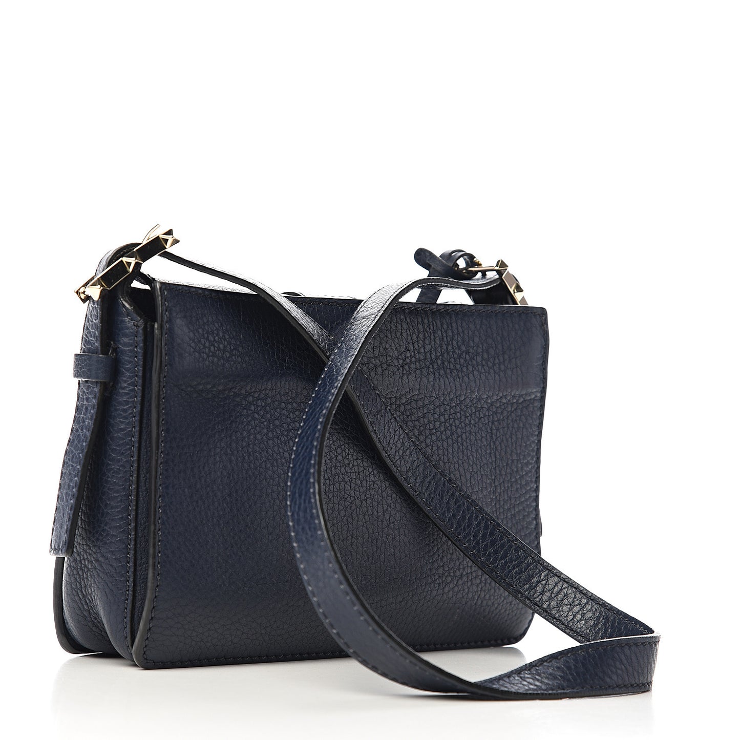Pebbled Calfskin Rockstud Satchel Navy