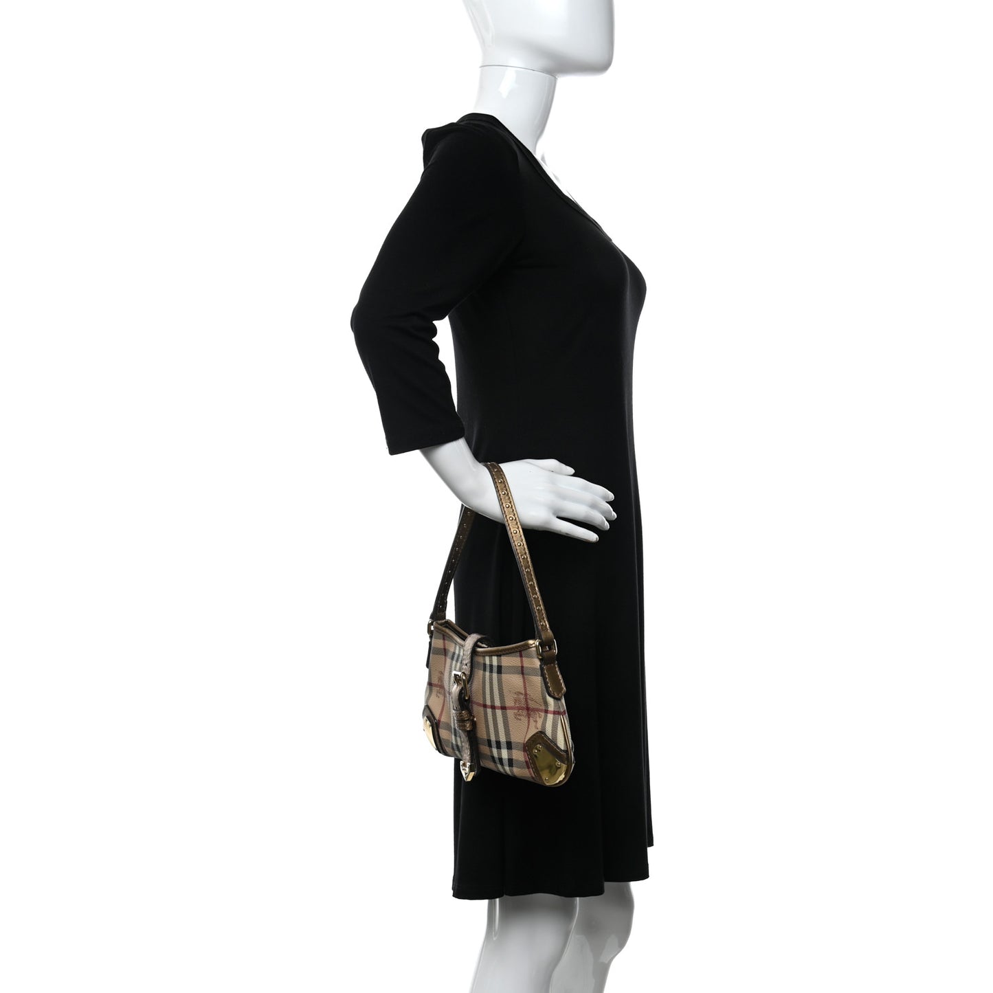 Haymarket Check Small Harvington Shoulder Bag Gold