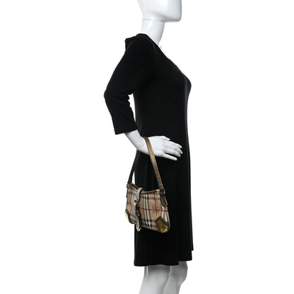 Burberry Haymarket Check Small Harvington Shoulder Bag Gold 2 of 12