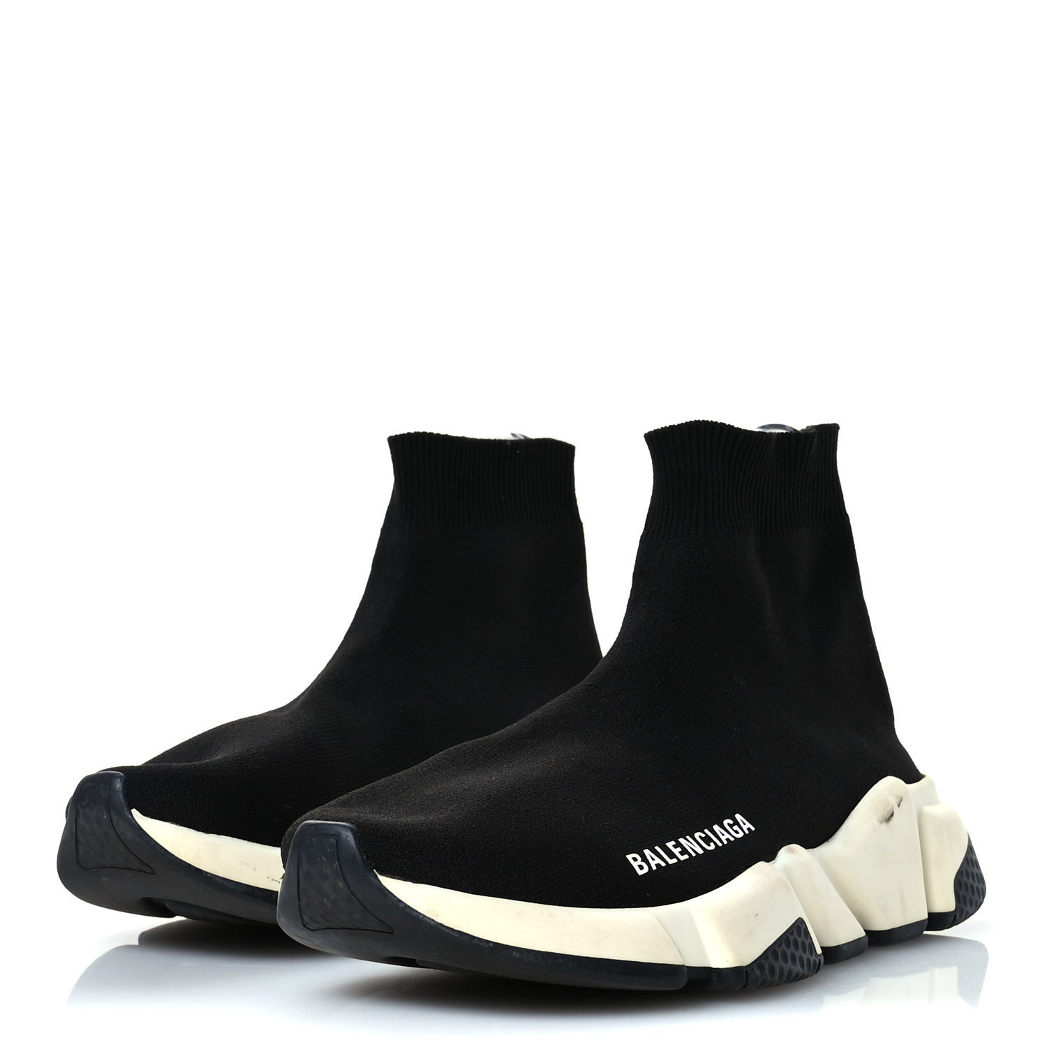 Balenciaga Neoprene Knit Womens Speed Sneakers 35 Black White 4 of 8