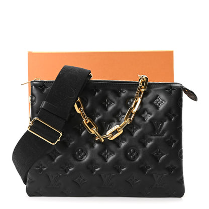 Louis Vuitton Lambskin Embossed Monogram Coussin PM Black 10 of 10