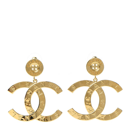 Chanel Metal Large Paris Button Earrings Gold 1 of 5