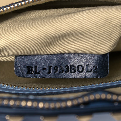 Valentino Garavani Vitello Rockstud Double Handle Satchel Grey Blue 9 of 9