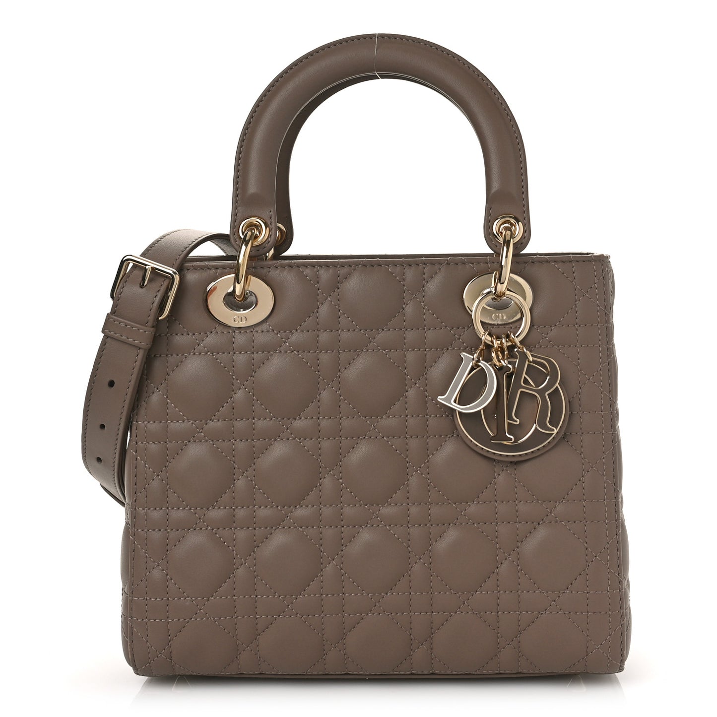 Lambskin Cannage Medium Lady Dior Warm Taupe