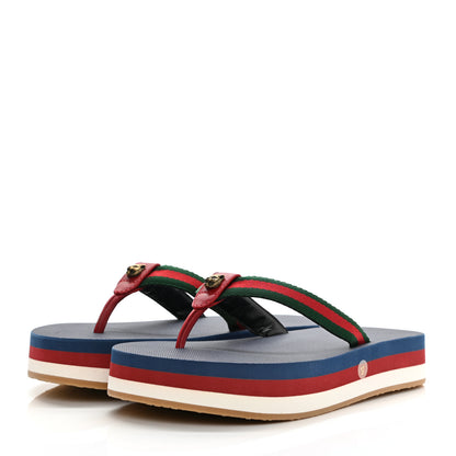 Gucci Canvas Web Platform Lifford Thong Sandals 37 Hibiscus Red 3 of 8