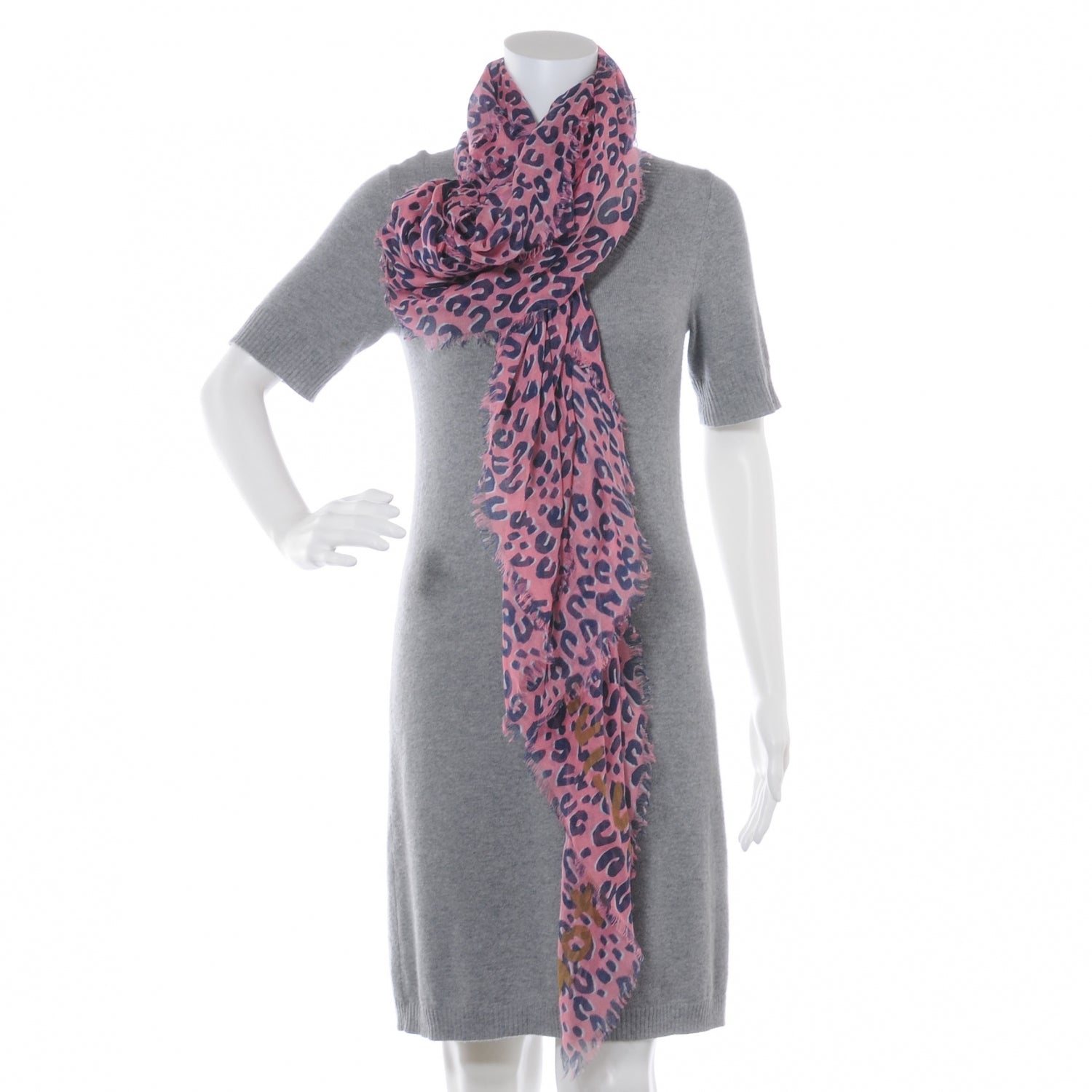 Louis Vuitton Cashmere Silk Leopard Stole Corail 3 of 6