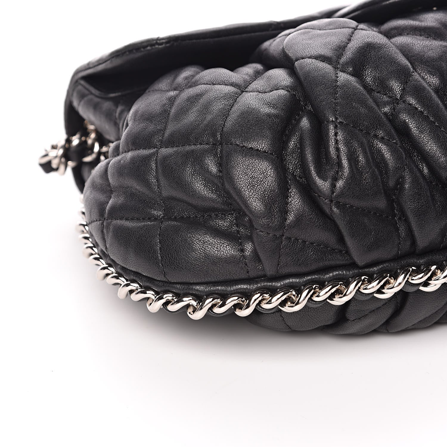 Chanel Washed Lambskin Quilted Medium Chain Around Messenger Black 8 of 10