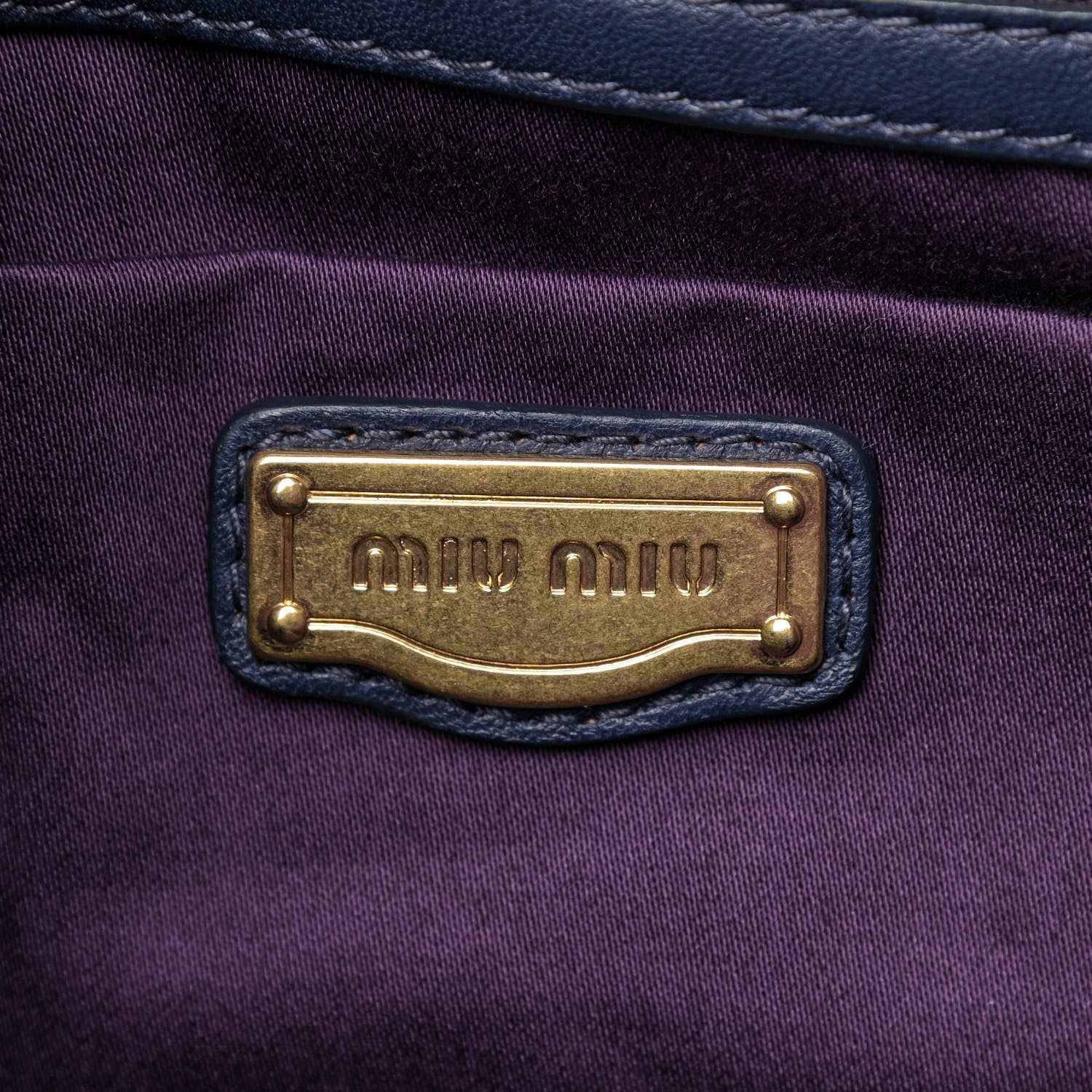 Miu Miu Nappa Matelasse Top Handle Satchel Navy Blue 6 of 12