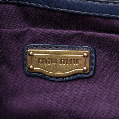 Miu Miu Nappa Matelasse Top Handle Satchel Navy Blue 6 of 12
