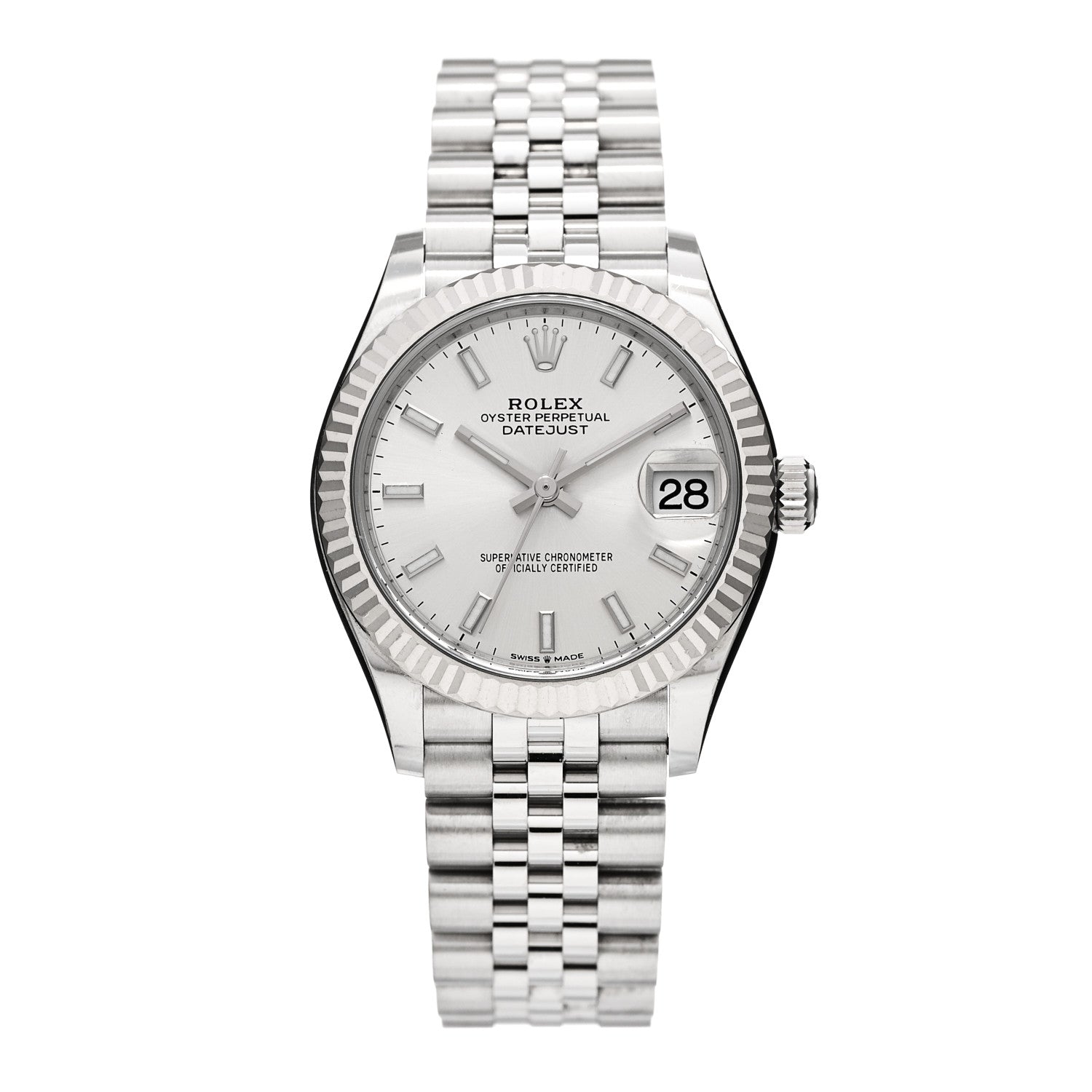 Rolex Stainless Steel 18K White Gold 31mm Oyster Perpetual Datejust Watch Silver 278274 1 of 5
