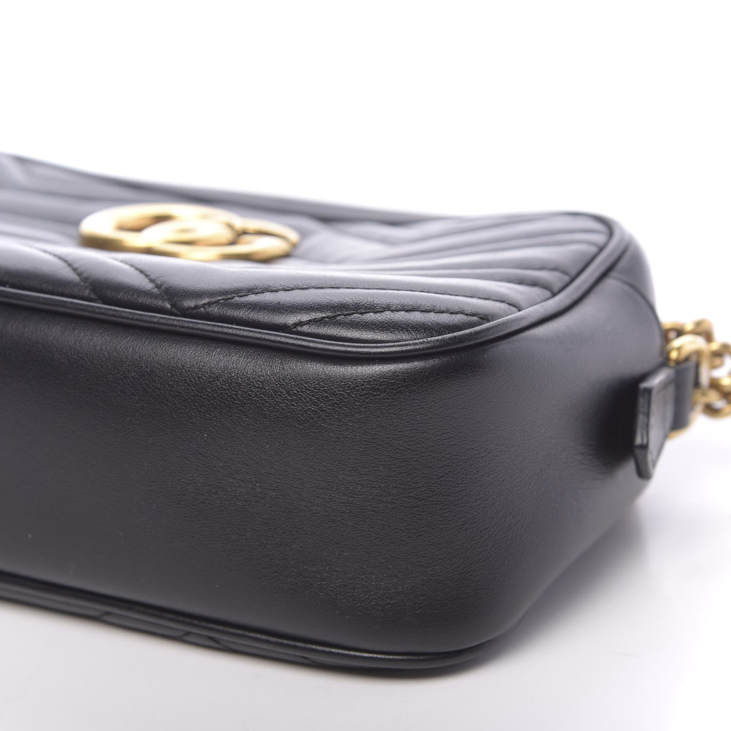 Gucci Calfskin Matelasse Small GG Marmont Chain Shoulder Bag Black 9 of 13