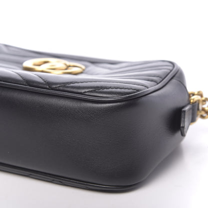 Gucci Calfskin Matelasse Small GG Marmont Chain Shoulder Bag Black 9 of 13