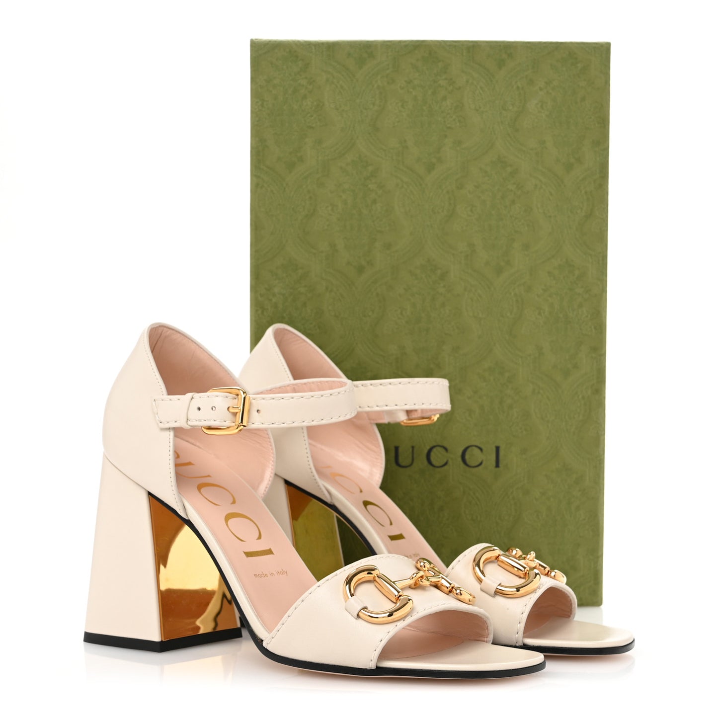 Nappa Horsebit Cross Strap 95mm Sandals 40.5 Mystic White