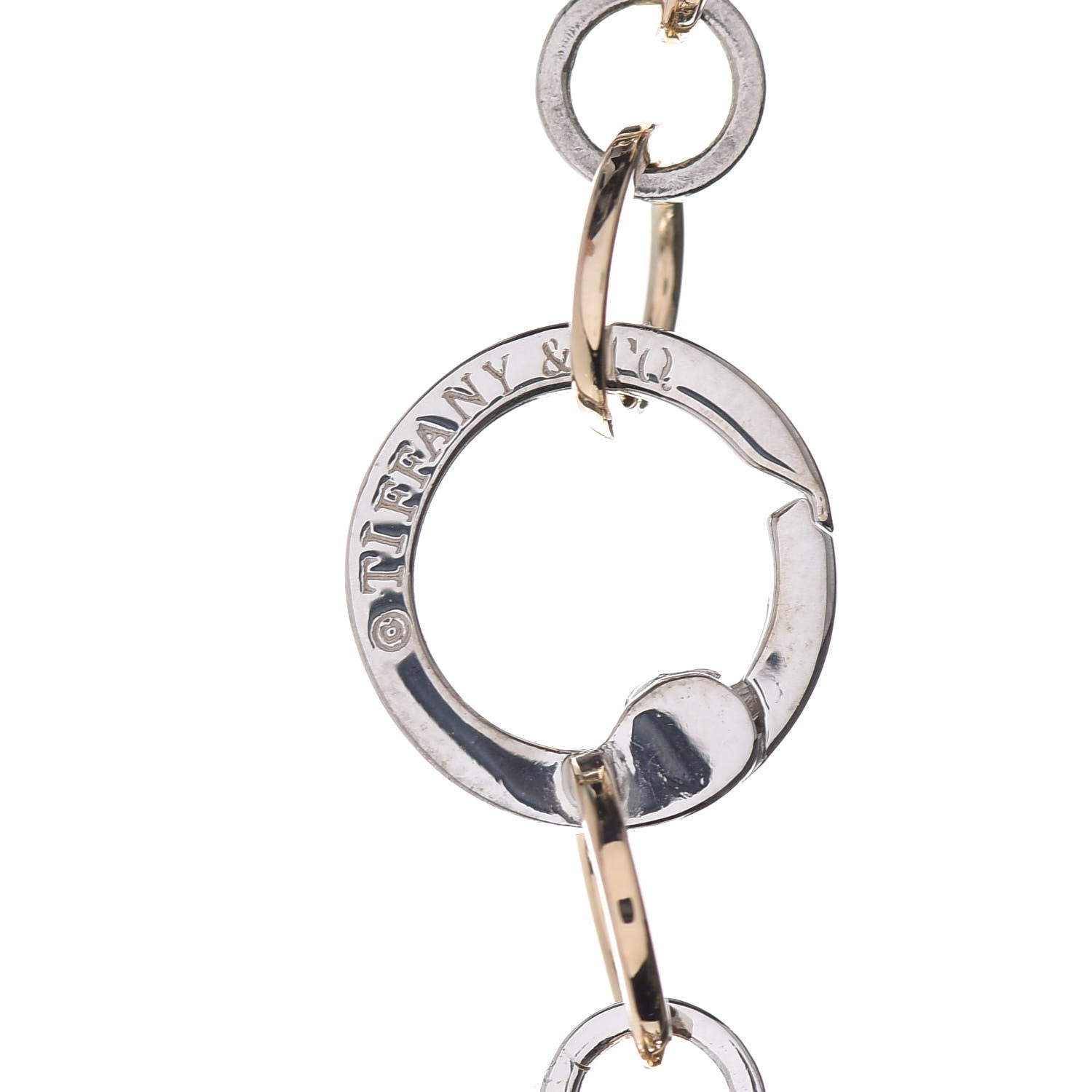 Tiffany 18K Yellow Gold Sterling Silver Circle Link Necklace 4 of 5