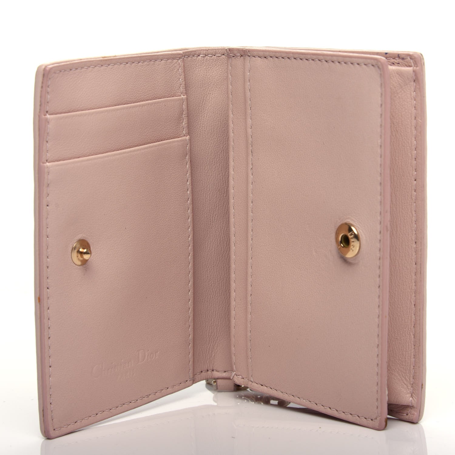 Christian Dior Lambskin Cannage Small Lady Dior Flap Card Holder Light Pink 5 of 8