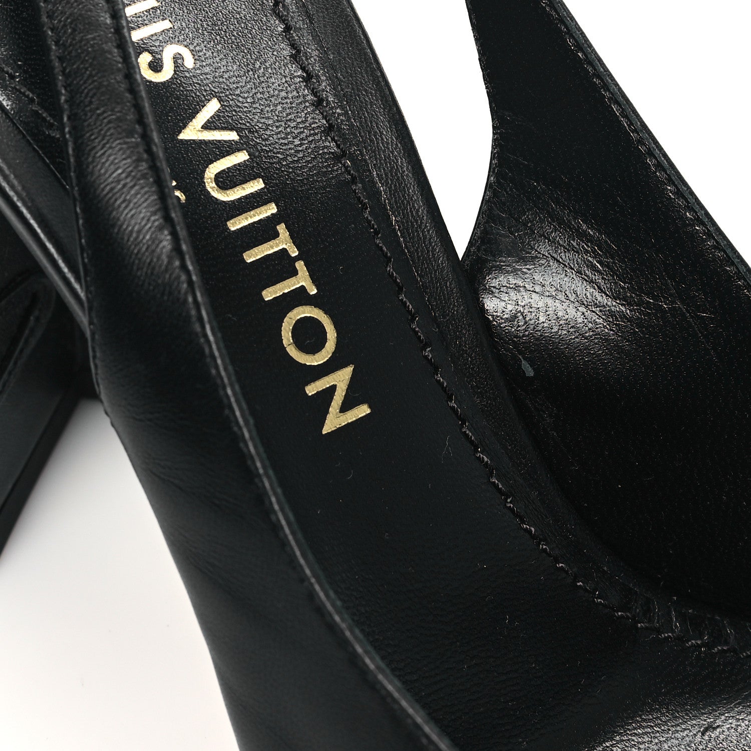 Louis Vuitton Lambskin Shake Slingback Pumps 38.5 Black 1628375
