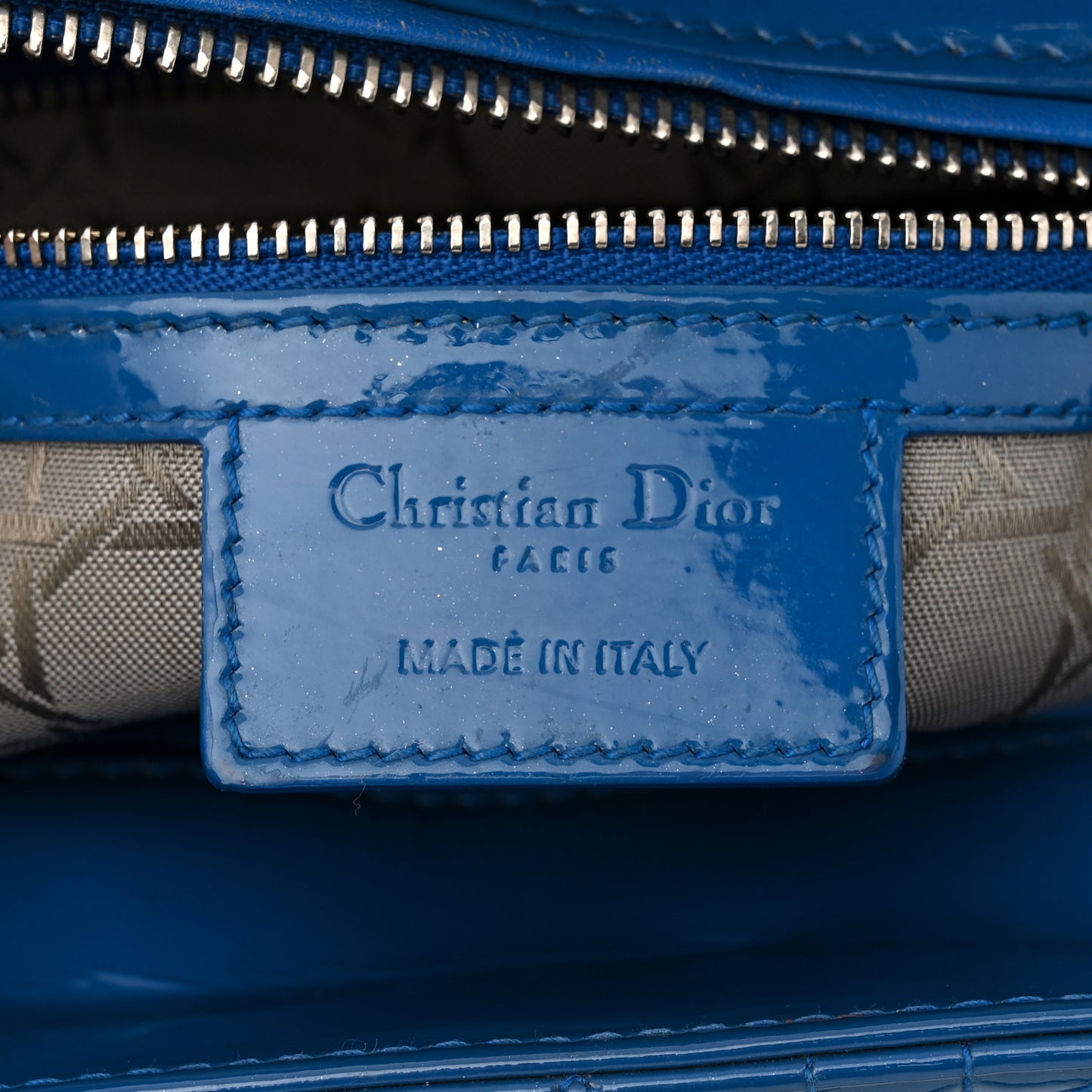 Patent Cannage Large Lady Dior Blue