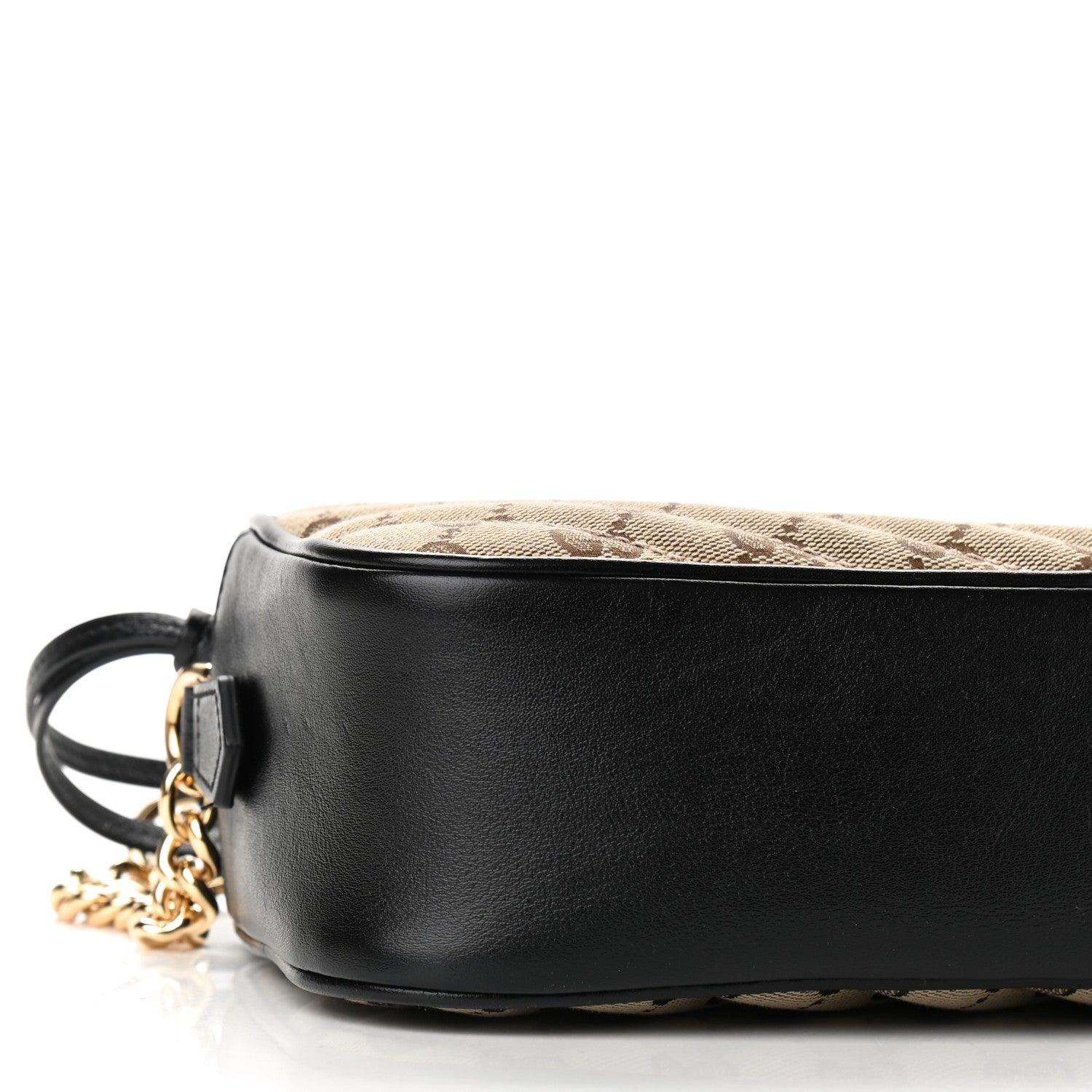 Gucci Monogram Matelasse Diagonal Small GG Marmont Chain Shoulder Bag Beige Black 8 of 9