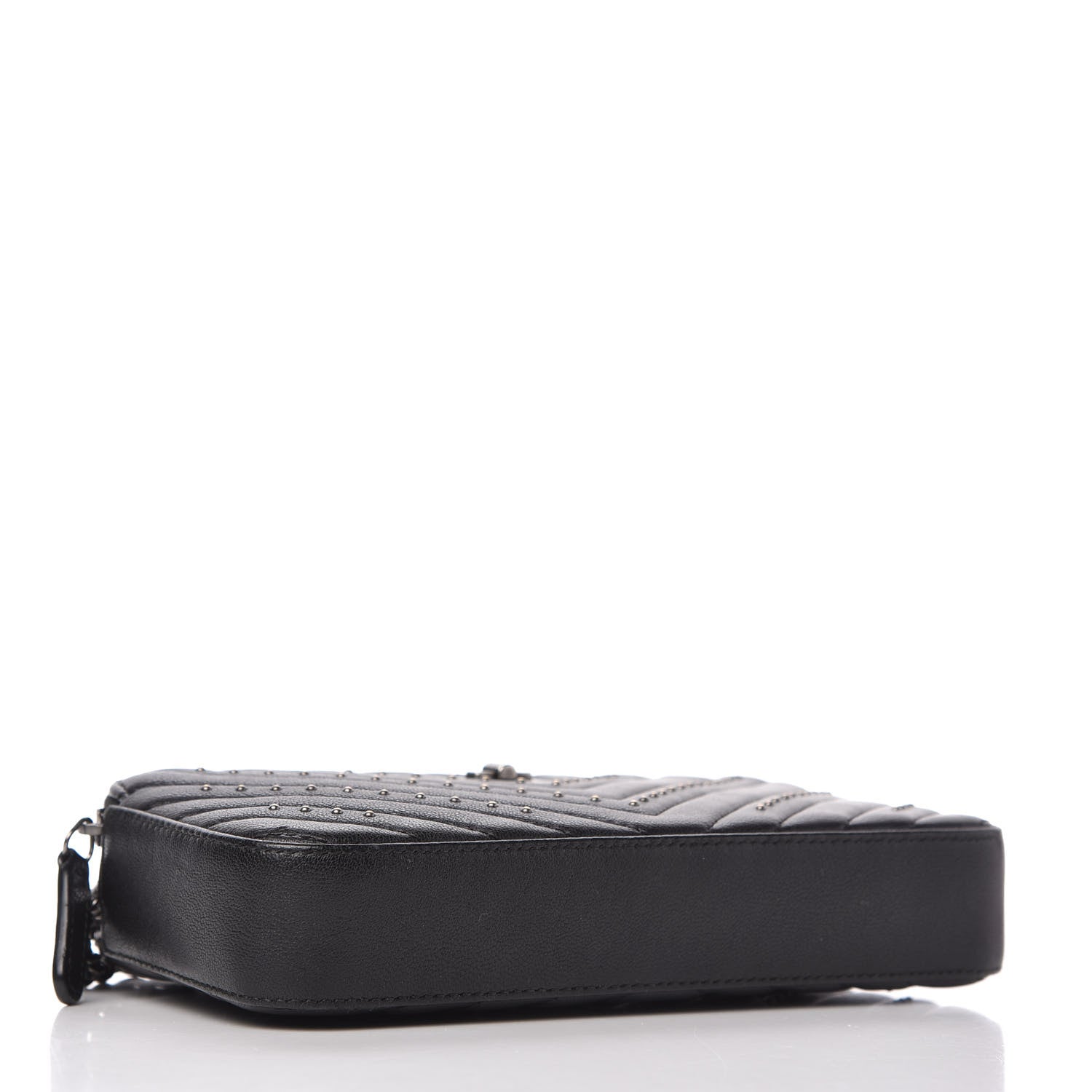 Chanel Sheepskin Chevron Quilted Studded Reissue Small Clutch With Chain Black 4 of 11