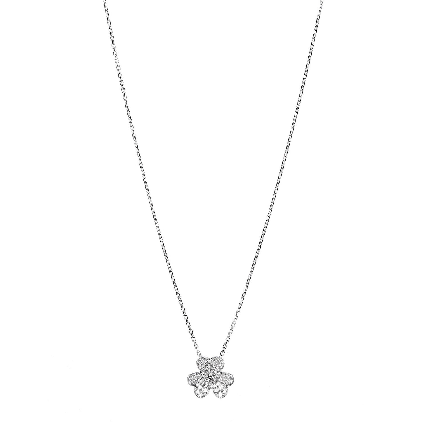 18K White Gold Diamond Small Frivole Pendant Necklace