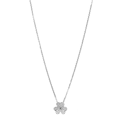 Van Cleef & Arpels 18K White Gold Diamond Small Frivole Pendant Necklace 1 of 8