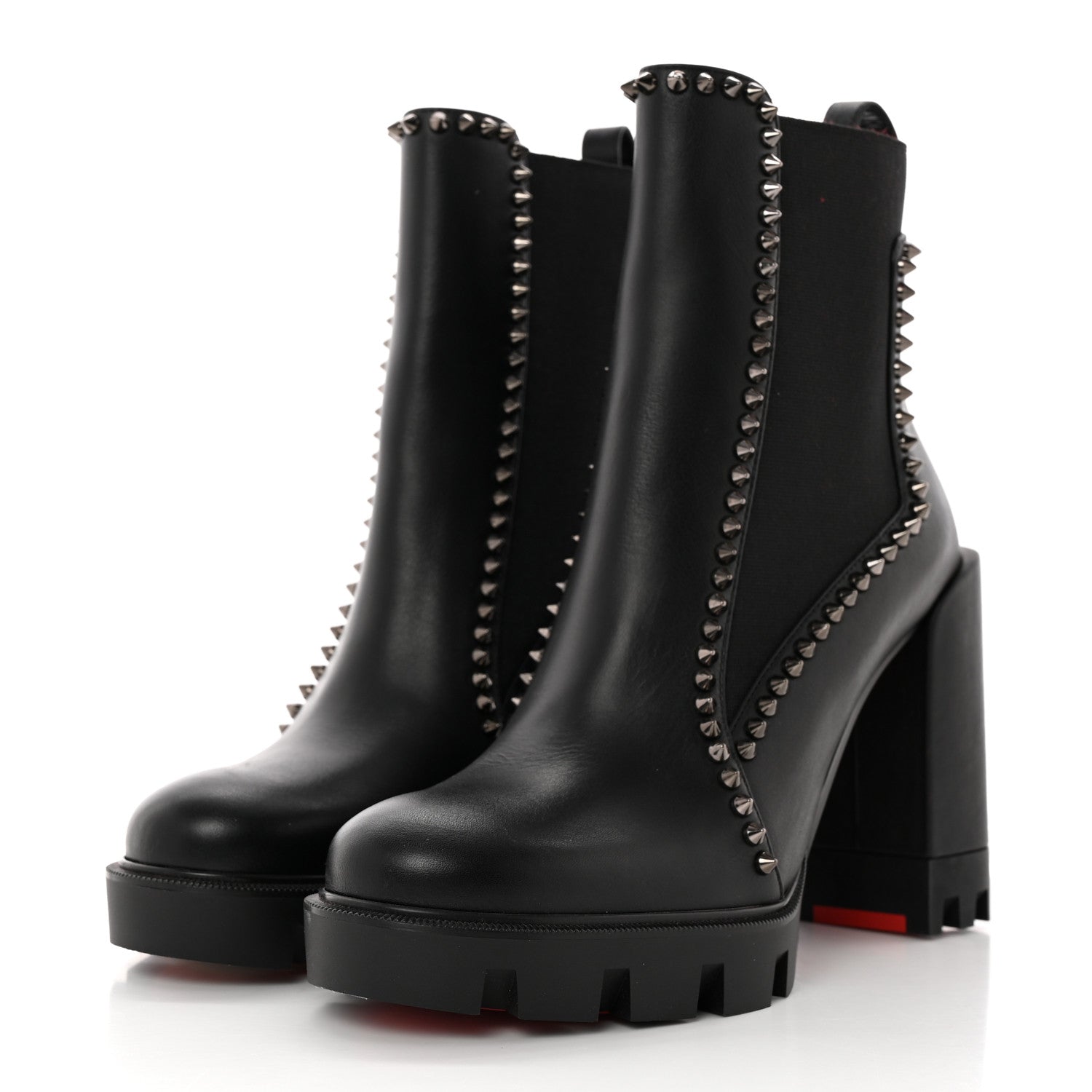 Christian Louboutin Nappa Out Line Spike Lug 100 Boots 37 Black 3 of 12