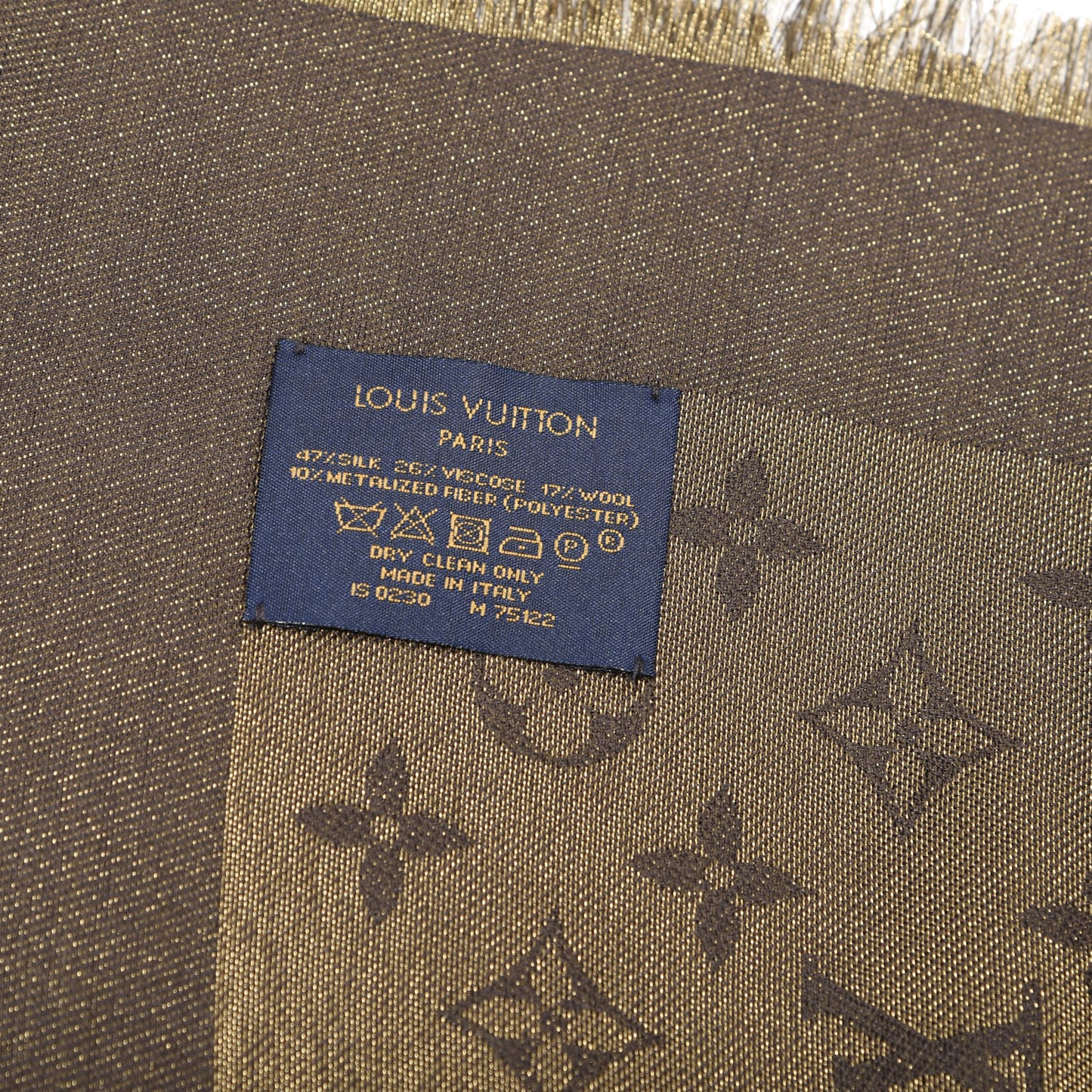 Silk Lurex Wool Monogram Shine Shawl Brown