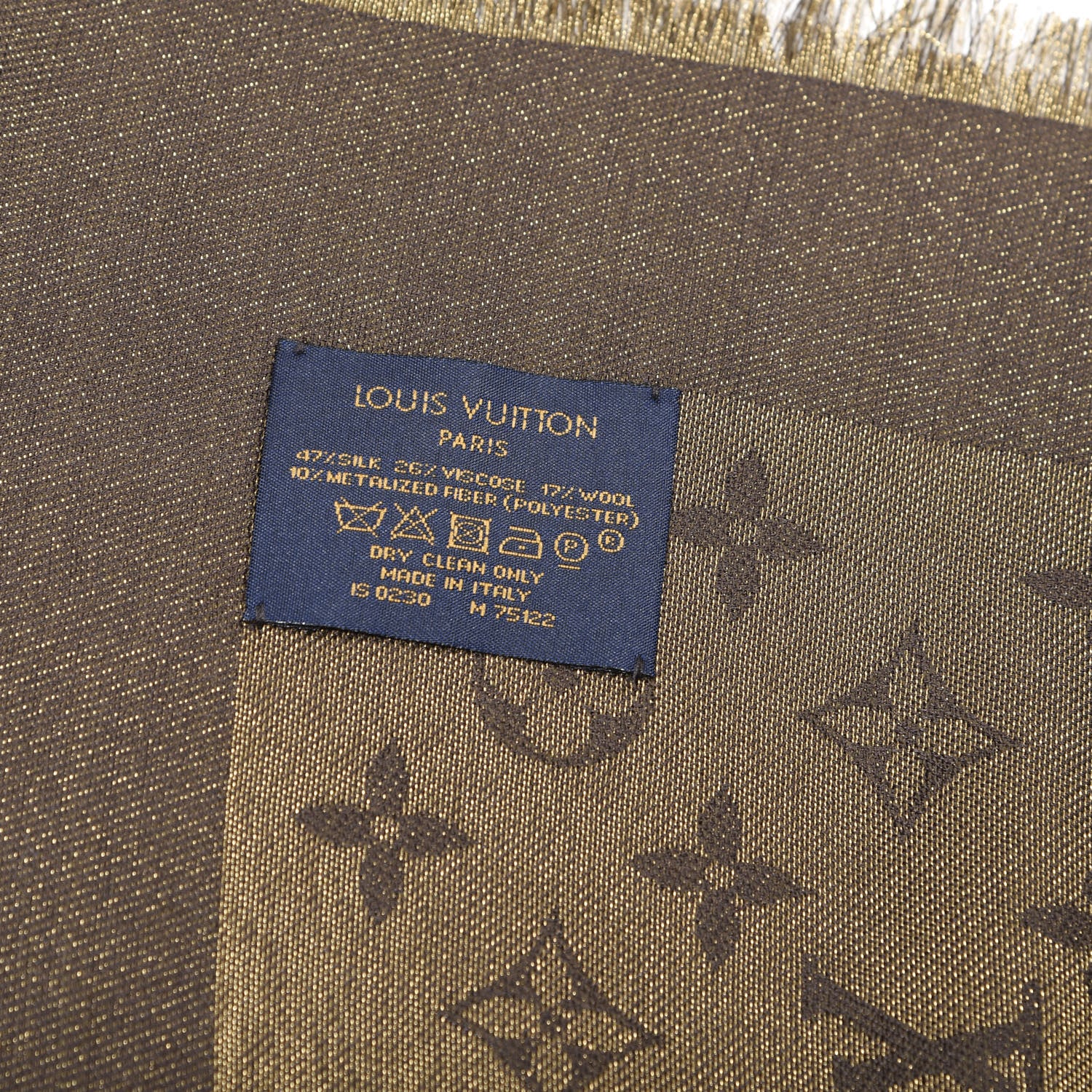 Louis Vuitton Silk Lurex Wool Monogram Shine Shawl Brown 3 of 3