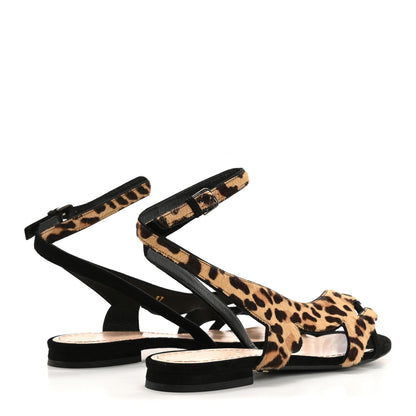 Christian Dior Pony Hair Panther Sandals 37 Brown Black 5 of 9