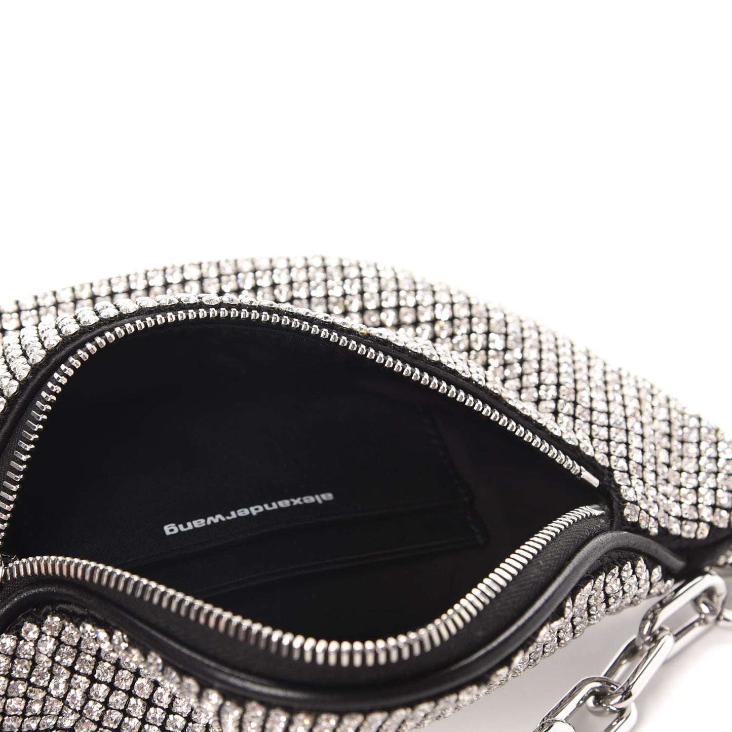 Rhinestone Mesh Mini Attica Belt Bag Black
