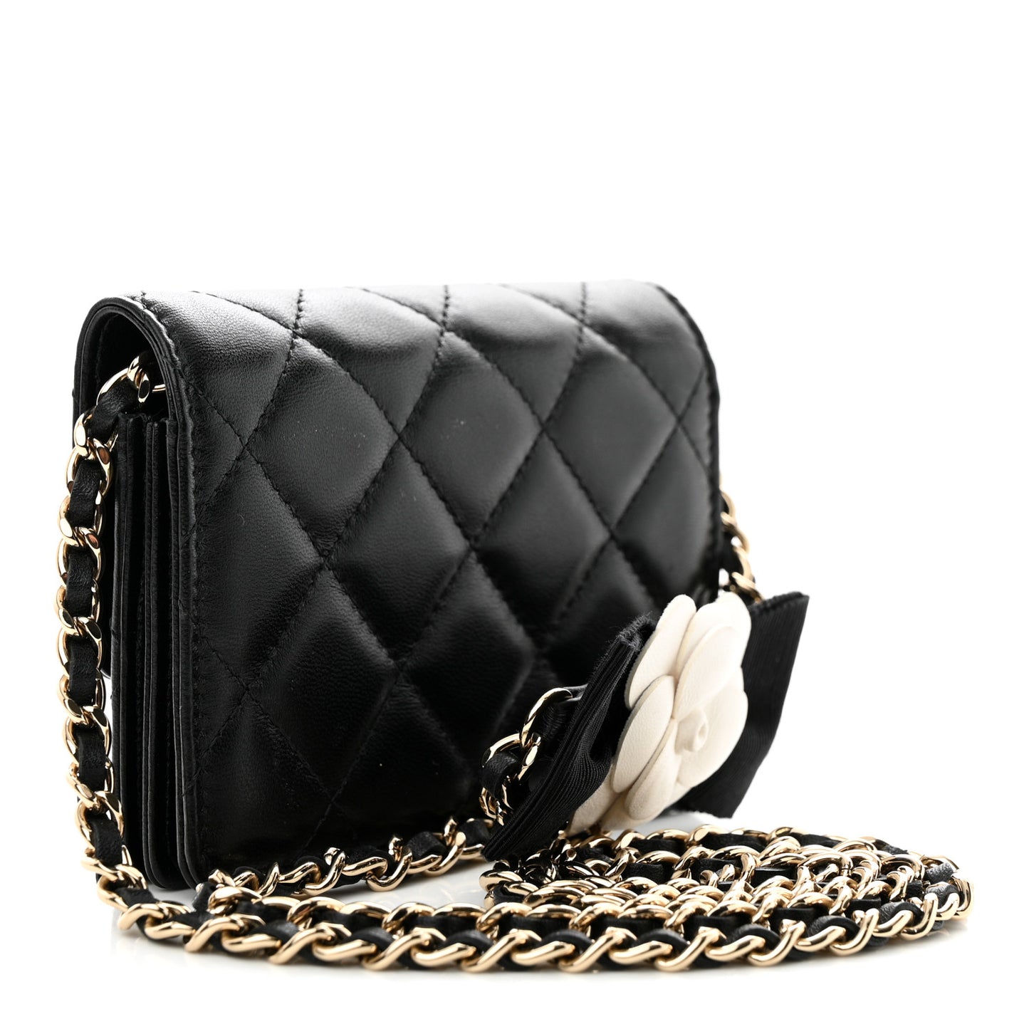 Lambskin Quilted My Chanel Lady Card Holder On Chain Black