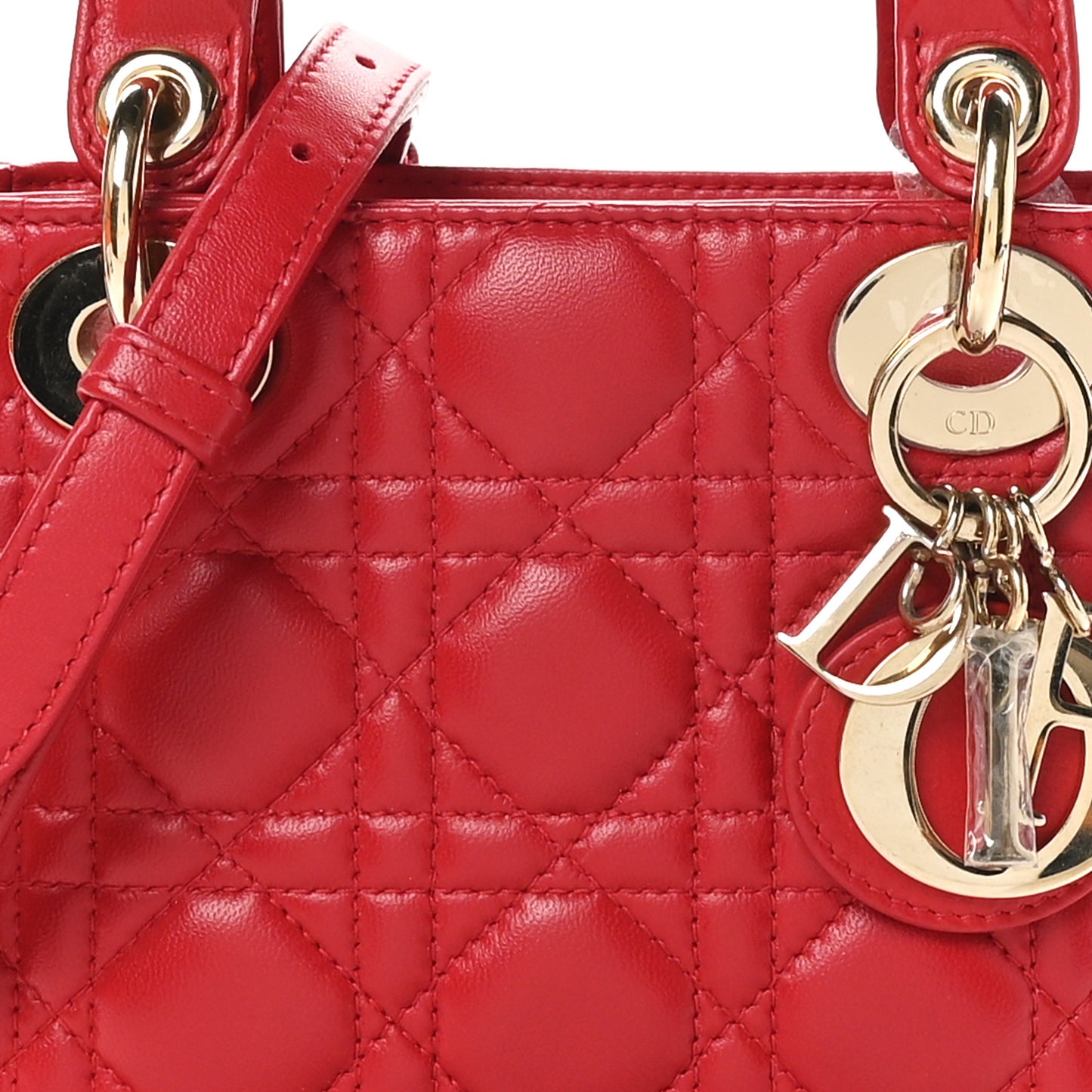 Lambskin Cannage Mini Lady Dior Red