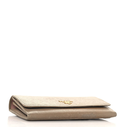 Prada Saffiano Bi-Color Metal Continental Flap Travel Wallet Cammeo Orchidea 5 of 11