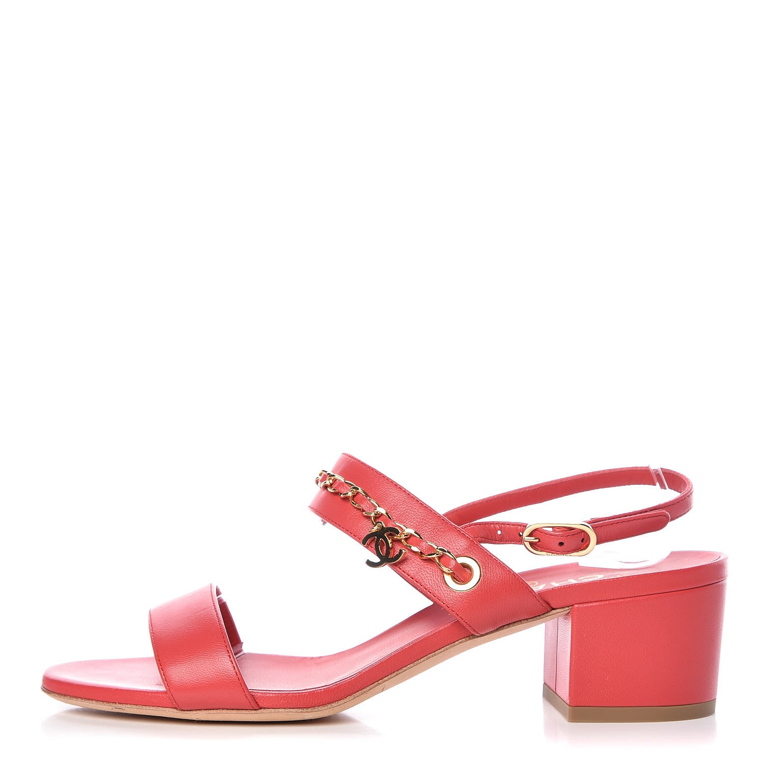 Chanel Lambskin Chain Clover Sandals 38 Red 1 of 10